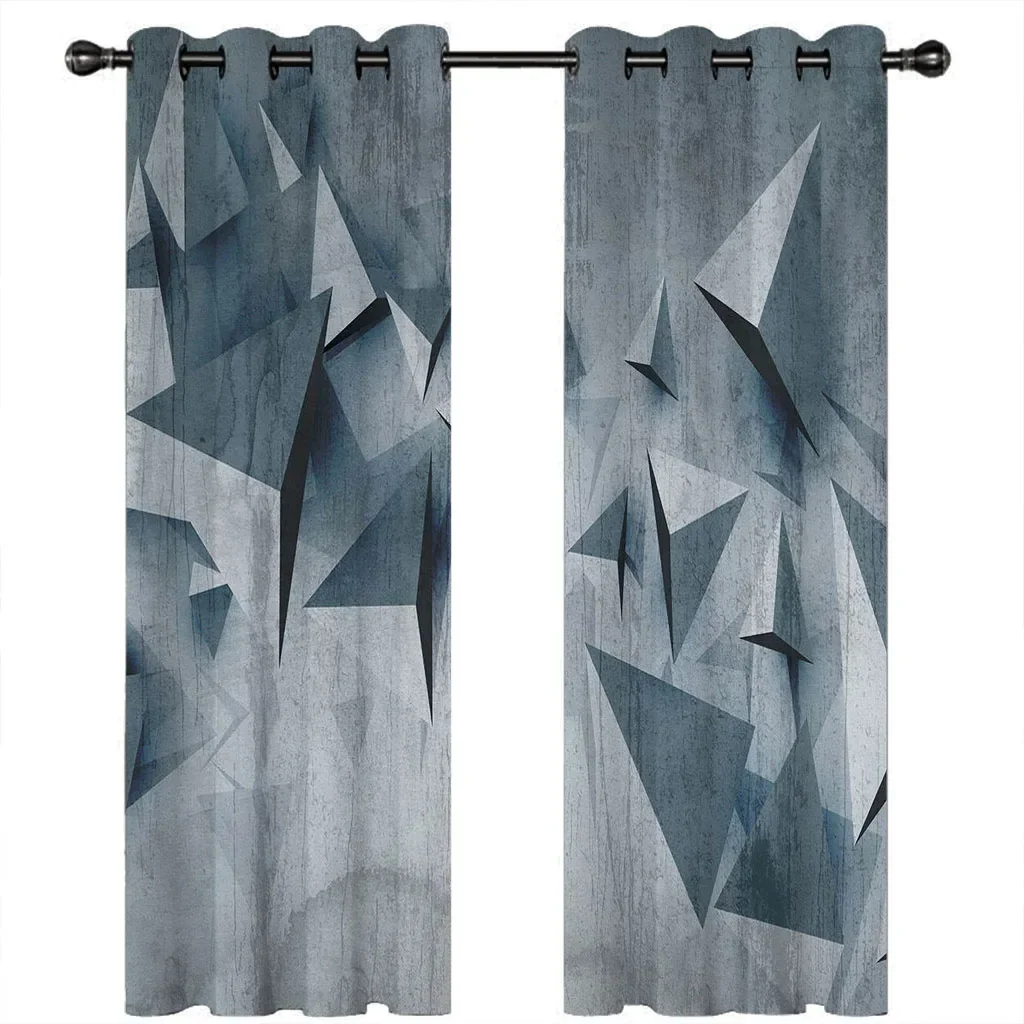 

HUANZHUANG Nordic Geometric Solid Blackout Curtains For Bedroom Living Room Window Grommet Top Darkening Curtains 2 Panel Set