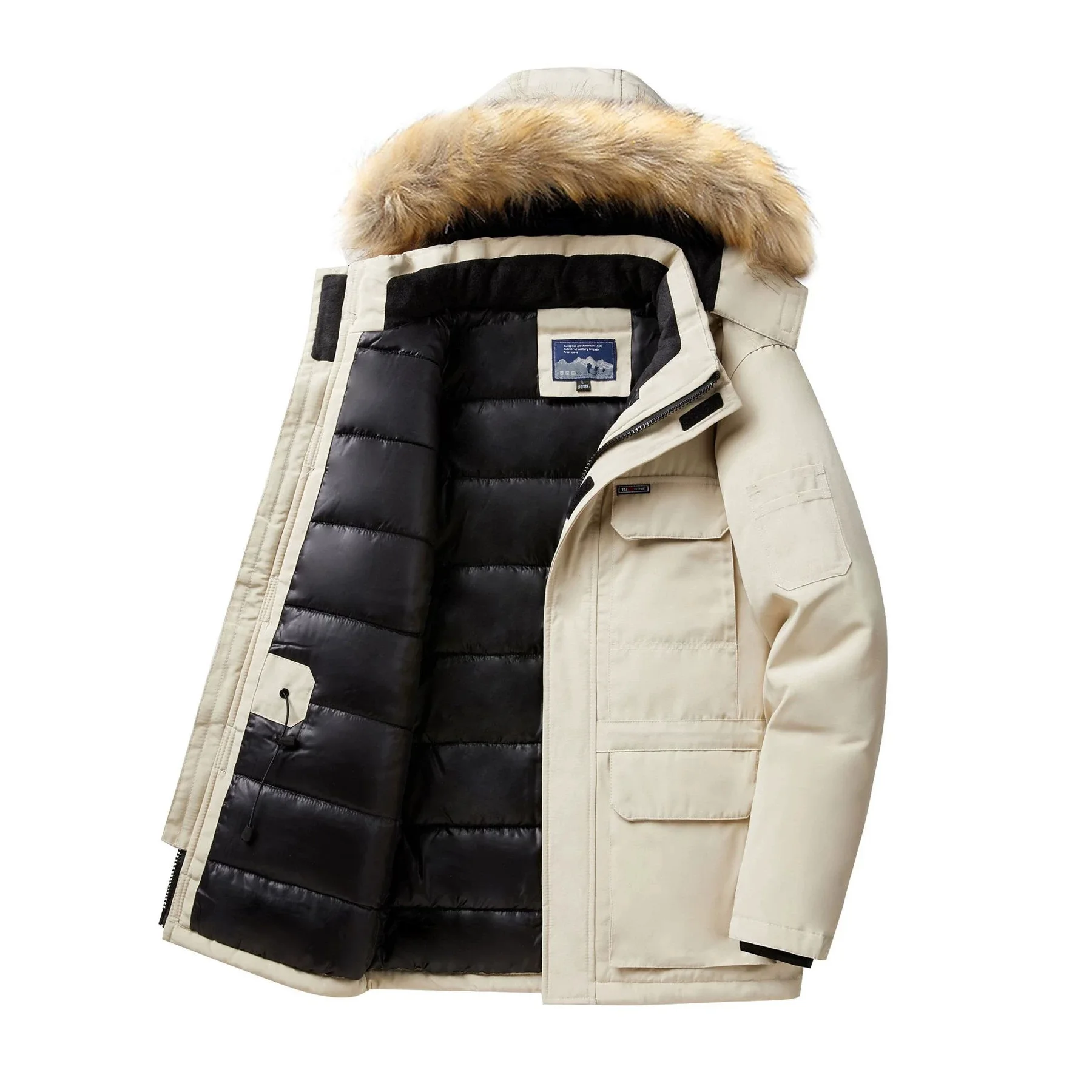 Winter 2026 New Fashion Men Solid Color Simple Basic Casual Trendy Daily Thicken Hooded Parka Male American Style Coats Tops