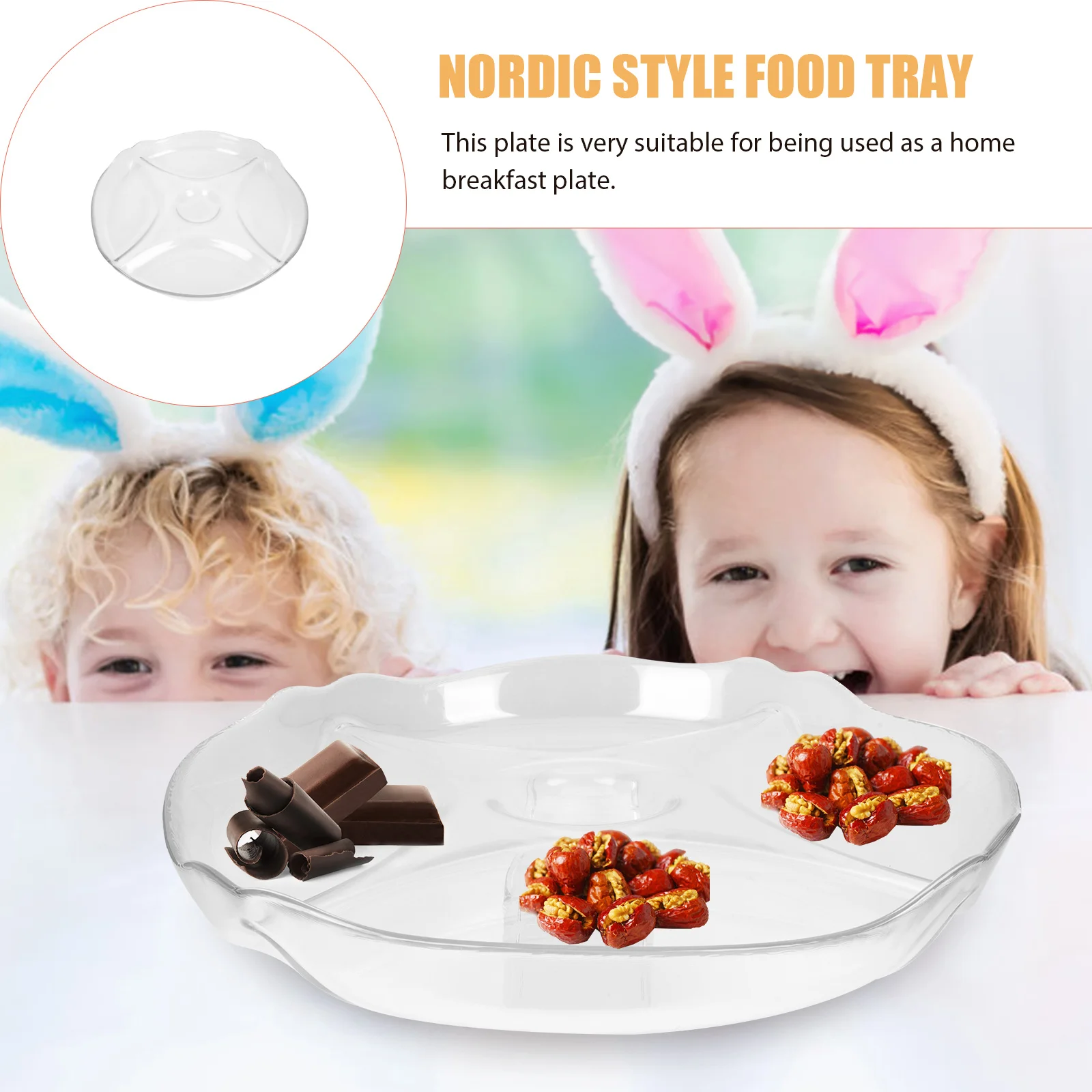 

Nordic Style Transparent Multi-Grid Snack Plate Dinner Plate Stackable Household Food Storage Breakfast Tray