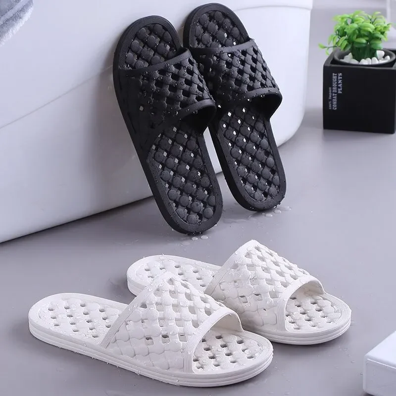 Bathroom Leakable Slippers Summer Solid Color Women & Men Soft Slippers Flat Home Indoor Female Cushion Indoor Sandals