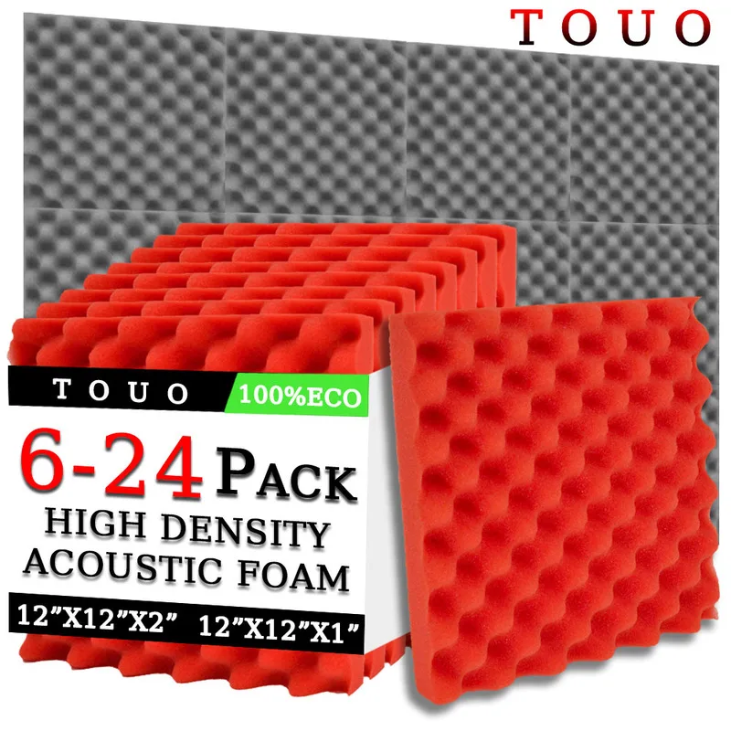 

TOUO 6/12/24 Pcs Egg Trough Acoustic Foam Studio Self-Adhesive Soundproof Foam Sound Proofing Padding Wall Soundproofing