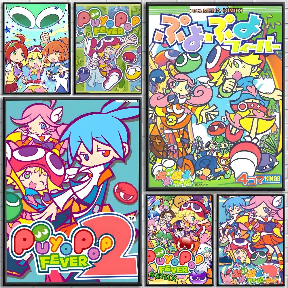 Puyo Pop Fever Poster Self-Adhesive HD Mural Wall Decals, Living Room Bedroom Home Decor Gift