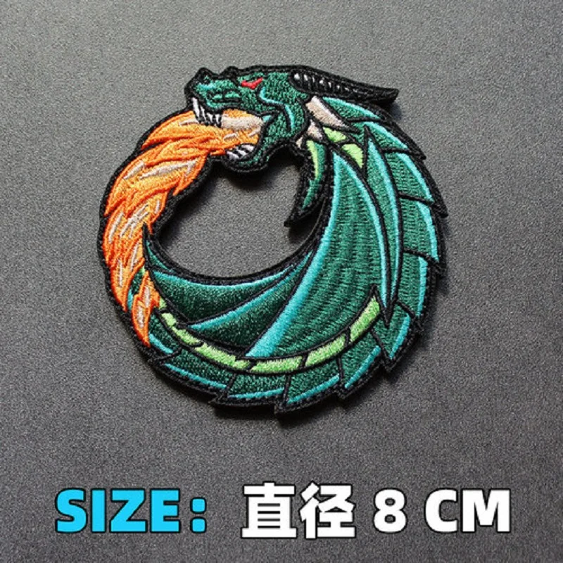 New Military Delicate 3D Embroidered Animal Dragon Arm Tiger Head Tactical Badge Wolf Roar Armband With Hook Back For Backpack C