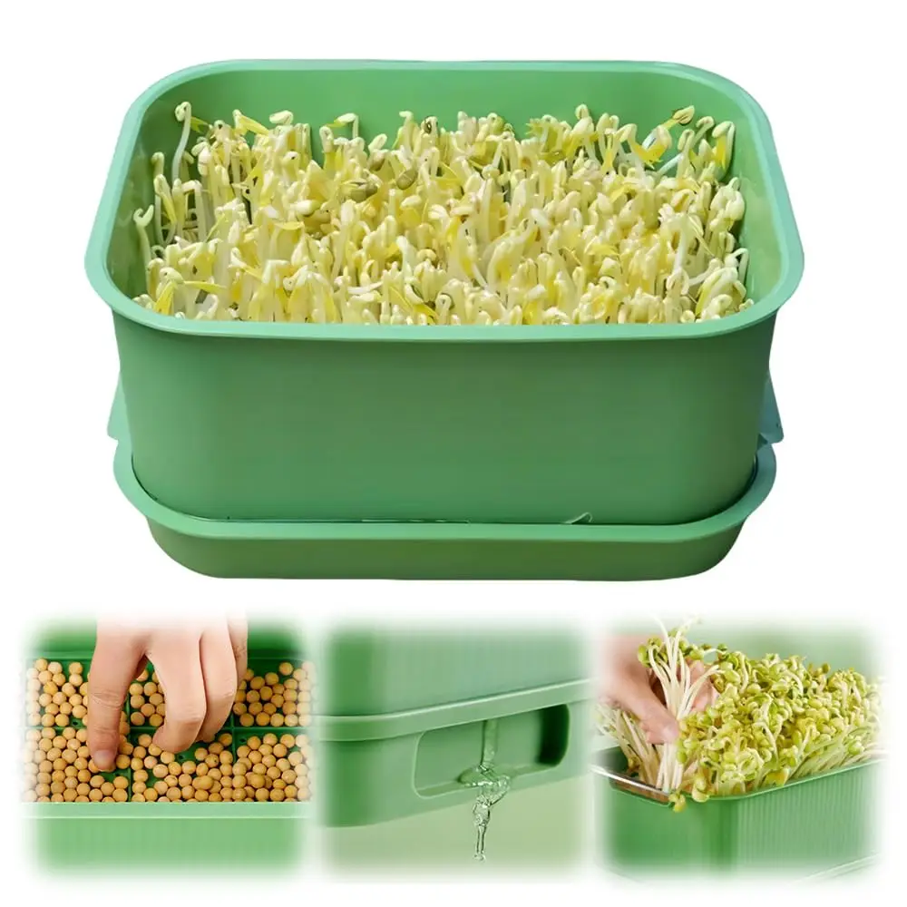 Bandeja para brotes, caja para verduras, guisante sin suelo, plántulas de frijoles, bandejas para vivero, placa para brotes hidropónicos, herramientas de jardín para brotes de semillas