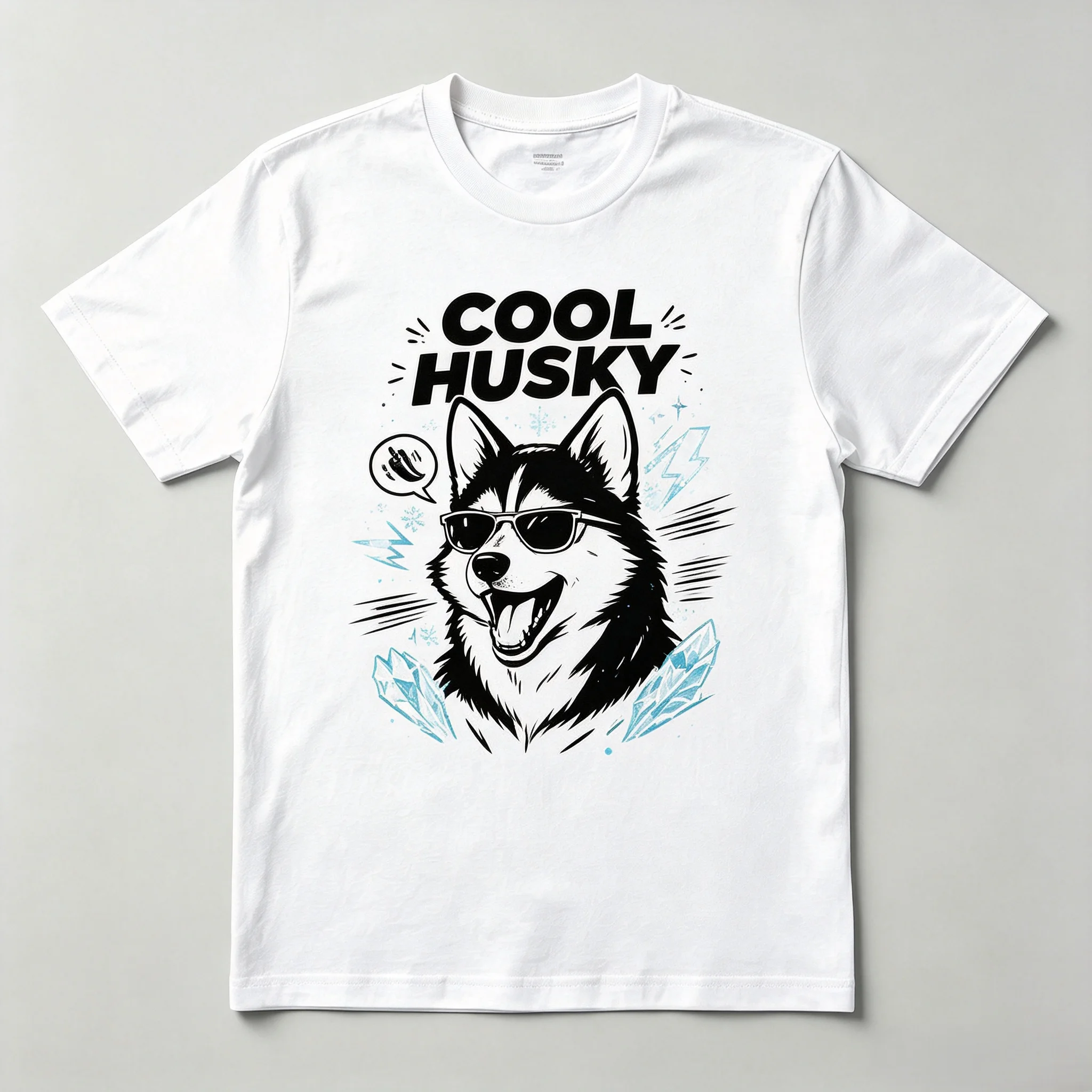 Cool Husky Dog Graphic T‑Shirt Unisex Men Women Short Sleeve Tee Funny Sunglasses Husky Print Casual Street Tops