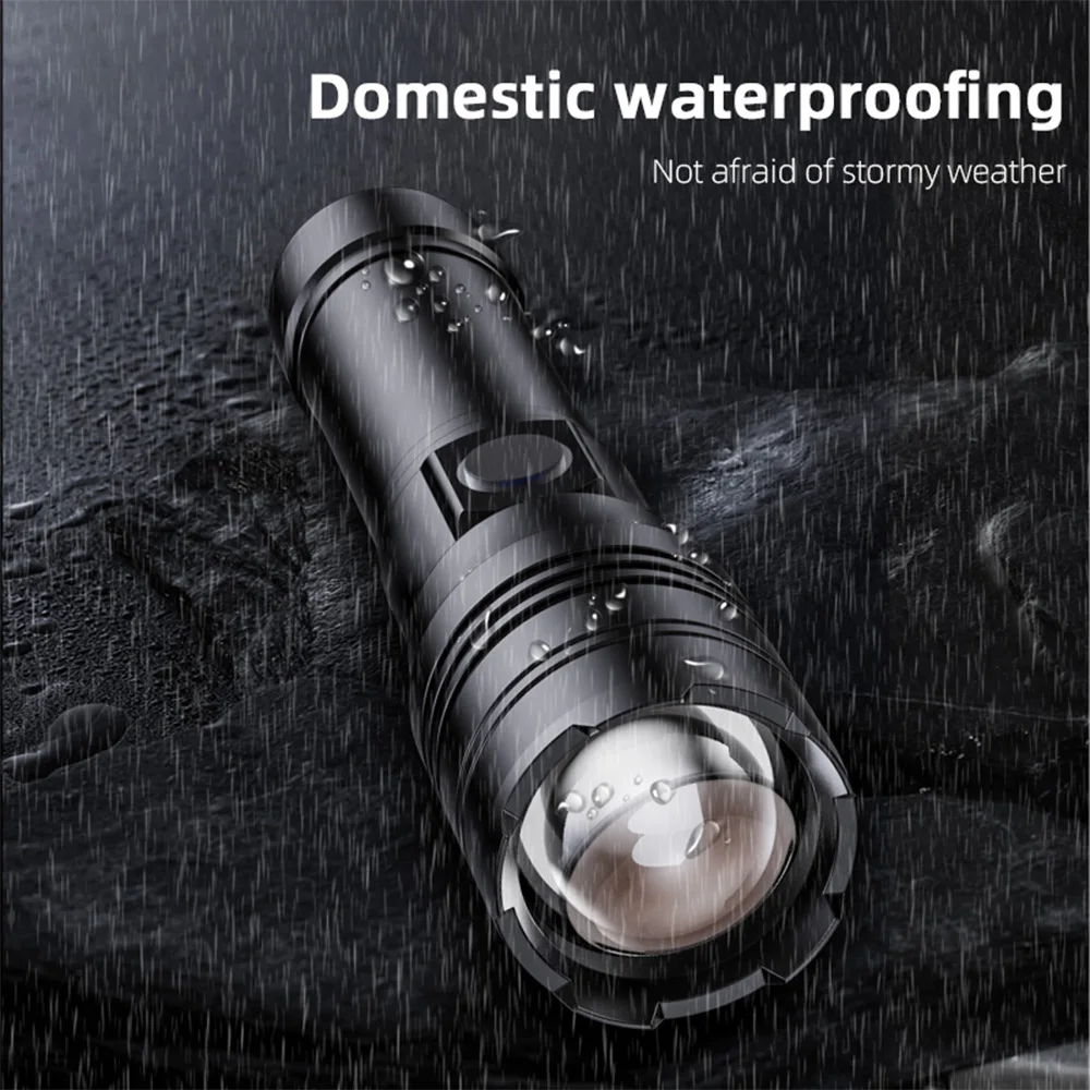 Powerful Tactical Torch High Power LED Flashlight USB Rechargeable Strong Light Lantern Waterproof Long Range Lamp Outdoor