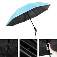 Folding Umbrella with Fan 8 Ribs Windproof Water Resistant Compact Travel Sun UV Protection Cooling Portable Accessory