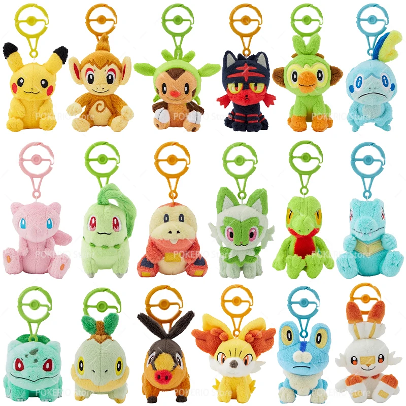 

Original Pokemon Plush Keychain Pikachu Sylveon Eevee Charmander Squirtle Quaxly Poké Ball Buckle Anime Peripheral Gifts