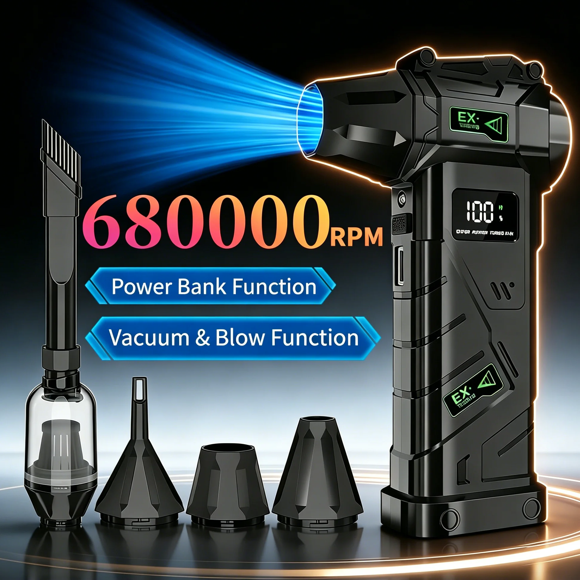 

680000RPM Powerful turbo fan blower jet 380g Wind Pressure for Car Snow PC 10000mAh Air Blower Air Duster electric snow blower