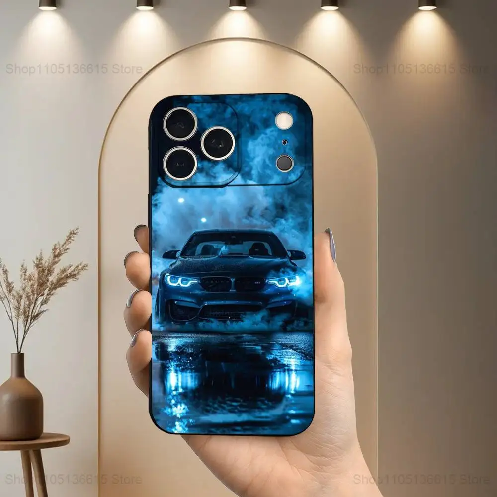 حافظة هاتف سيارة رياضية رائعة B-Bmw-ES لهاتف آيفون 17,16,15,14,13,12,11 Plus,Pro Max,XS,X,XR,SE,Mini,8,7,غطاء أسود من السيليكون الناعم