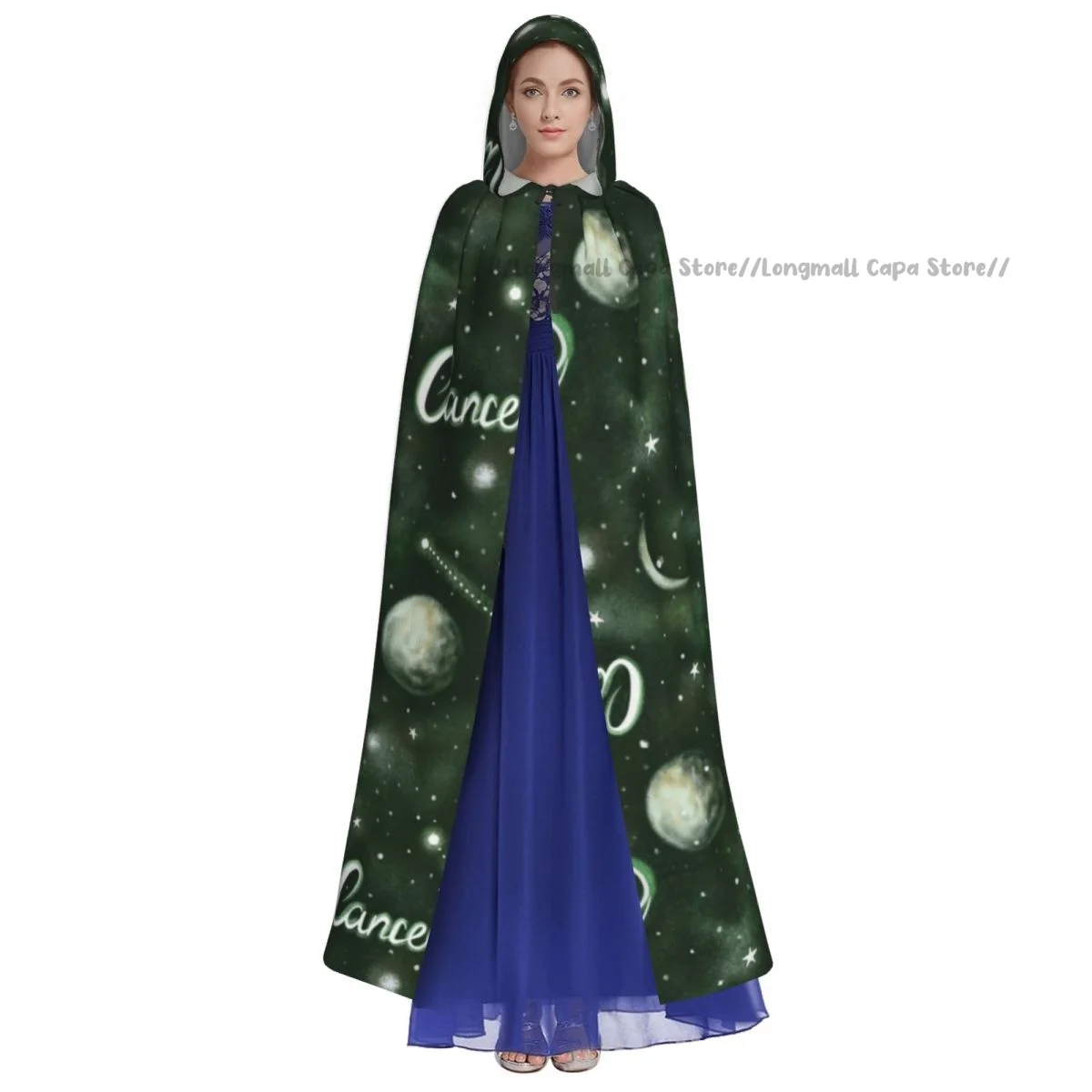 Adult Vampire Cape Hooded Robe Cancer Zodiac Halloween Cloak Full Length Cosplay