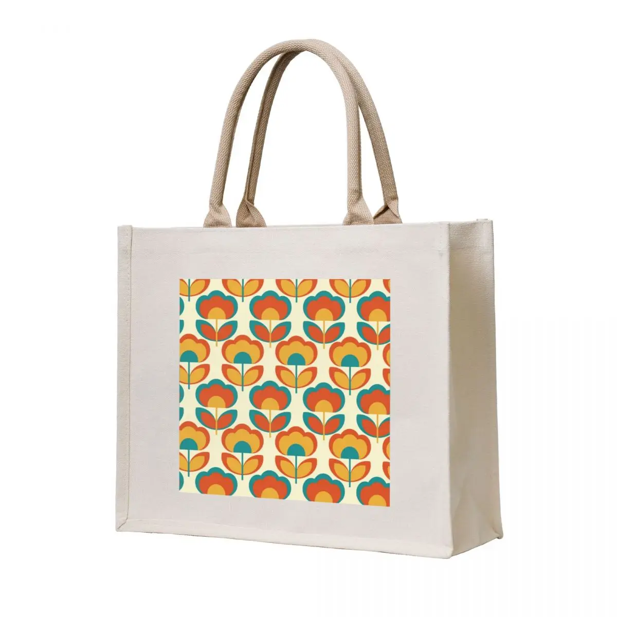 

70s style light and bright graphic flower pattern Tote Bag Woman shopper bag shopper bags for women reusable shopping bag