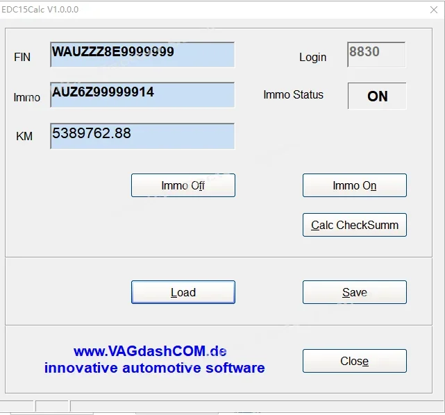 Software 3 in 1 VAG EDC15 & EDC16 Eeprom Calculator / Immo / Vin / Mileage / Pin and EDC17 MED17 IMMO Off in Eeprom or Flash
