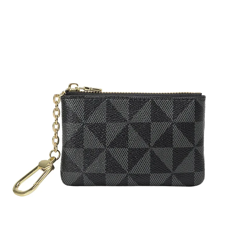 Fashion Geometric Pattern Small Wallet Women Zipper Coin Purse Mini Purse Chain Bags Credit Card Holder Coin Pouch for Women Men