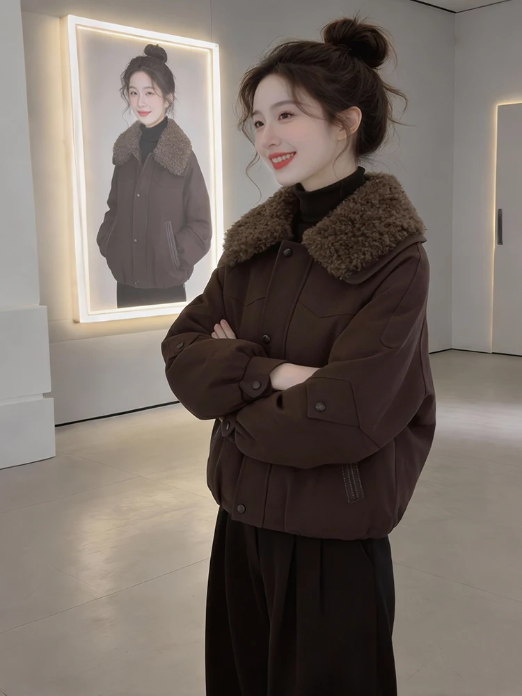 

Warm Thiened ort down Cotton Jaet Women's Faionable Lazy Sle Winter Outerwear Color Blo ular Burst Sle