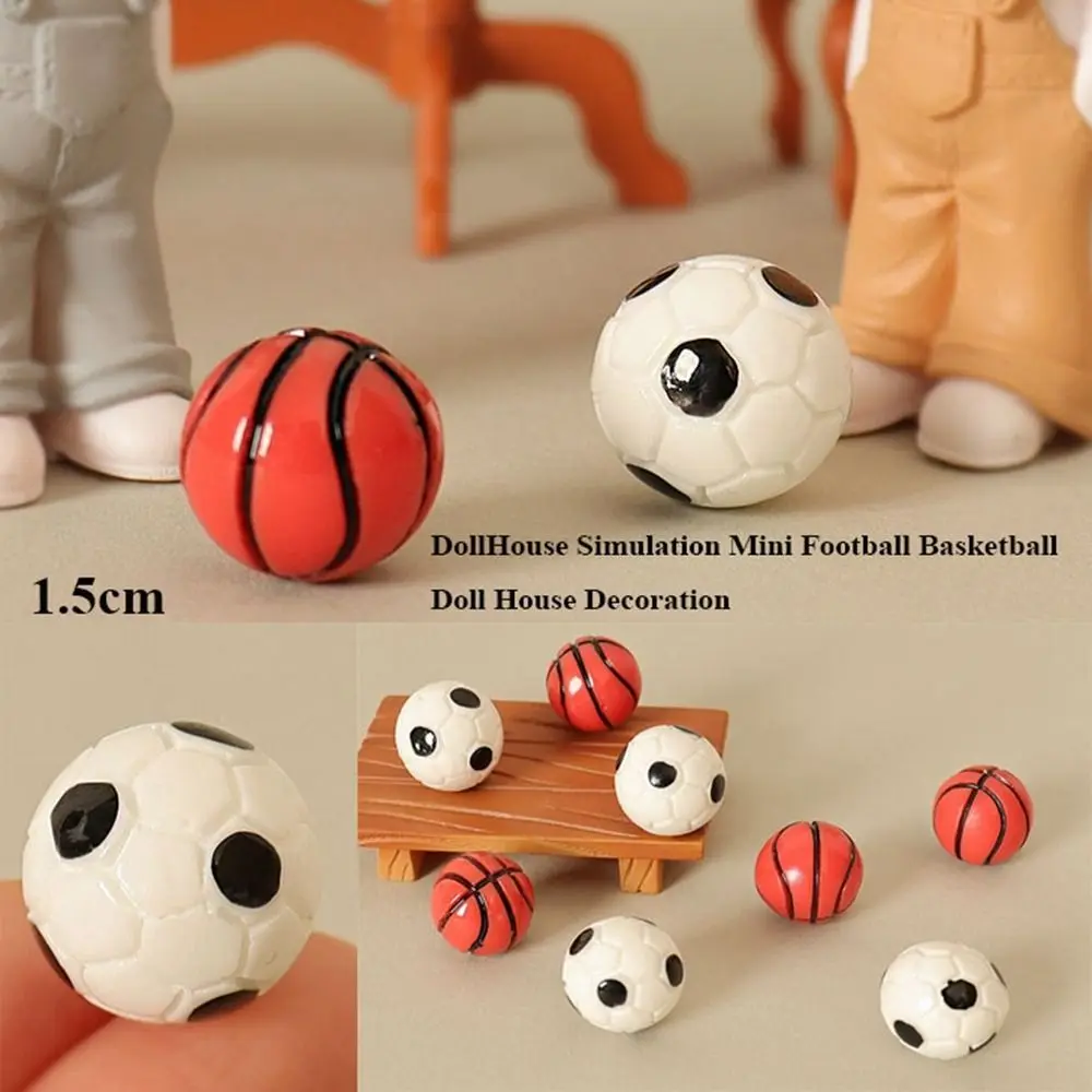 Handmade DollHouse Simulation Basketball 1.5cm 2 Styles Doll House Decoration Mini Football Miniature Dollhouse Decorations