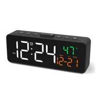 USB Powered Digital Alarm Clock TEMP Date Display 5 Levels Brightness Snooze Table Clock 3 Levels Alarm Volume 12/24H LED Clock