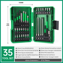 Lidiiao 35 pçs chave de fenda magnética dicas broca conjunto ph2 antiderrapante conjunto de chave de fenda elétrica kit de ferramentas hexágono soquete conjunto casa diy