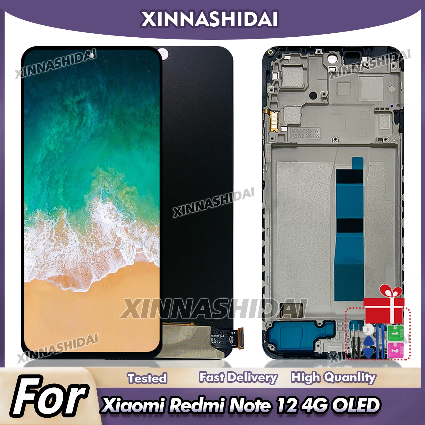�y�Z�[�����zXiaomi Redmi Note 12 4G�pAAA+ OLED LCD�f�B�X�v���C�^�b�`�X�N���[�������p�i2209116AG�f�B�X�v���C�p�j�t���[���ƃo�b�e���[�J�o�[�t��
