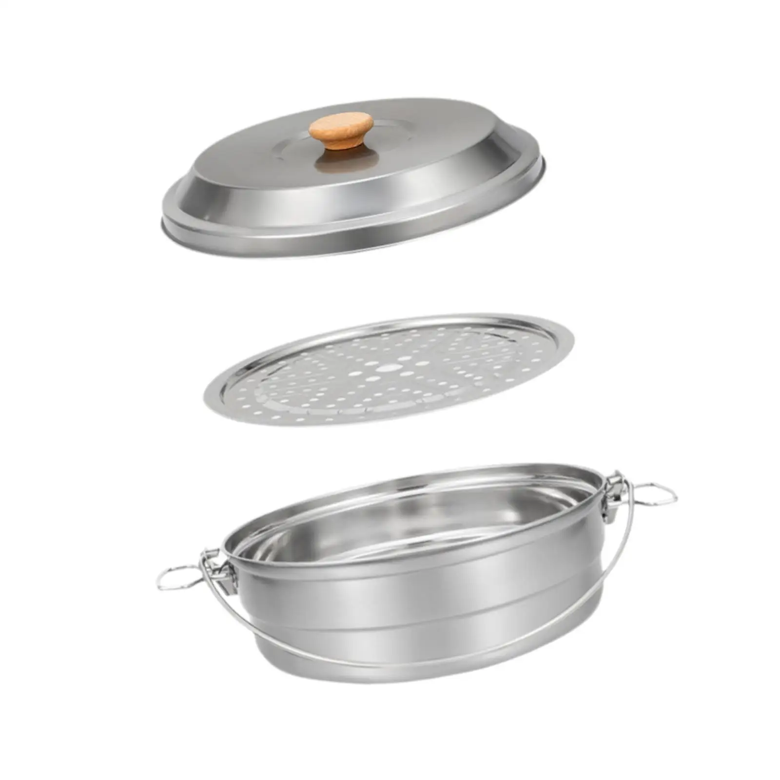 Stainless Steel Hanging Pot Steamer Cookware Durable Stockpot with Handle for Camping Kitchen Accessories Travel Meal
