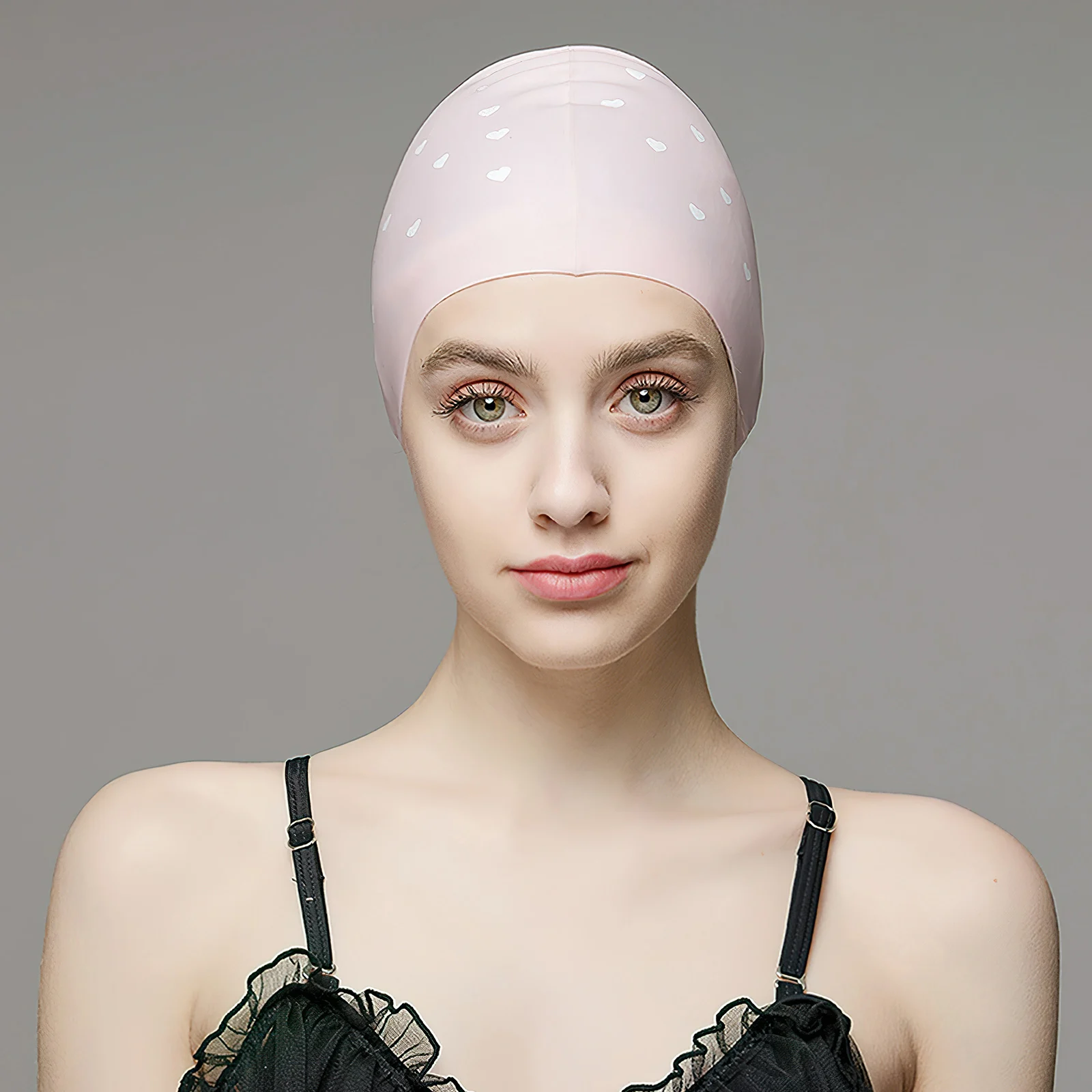 

Heart Pattern Silicone Swimming Elastic Waterproof Swim Pool Hat Long Hair Ear Protection Swim Caps (Pink)