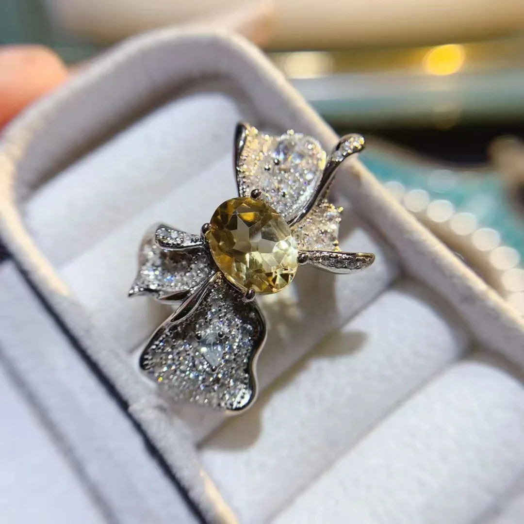 Natural Crystal Ring S925 Pure Silver Fashion Jewelry Luxurious Jewelry Designer