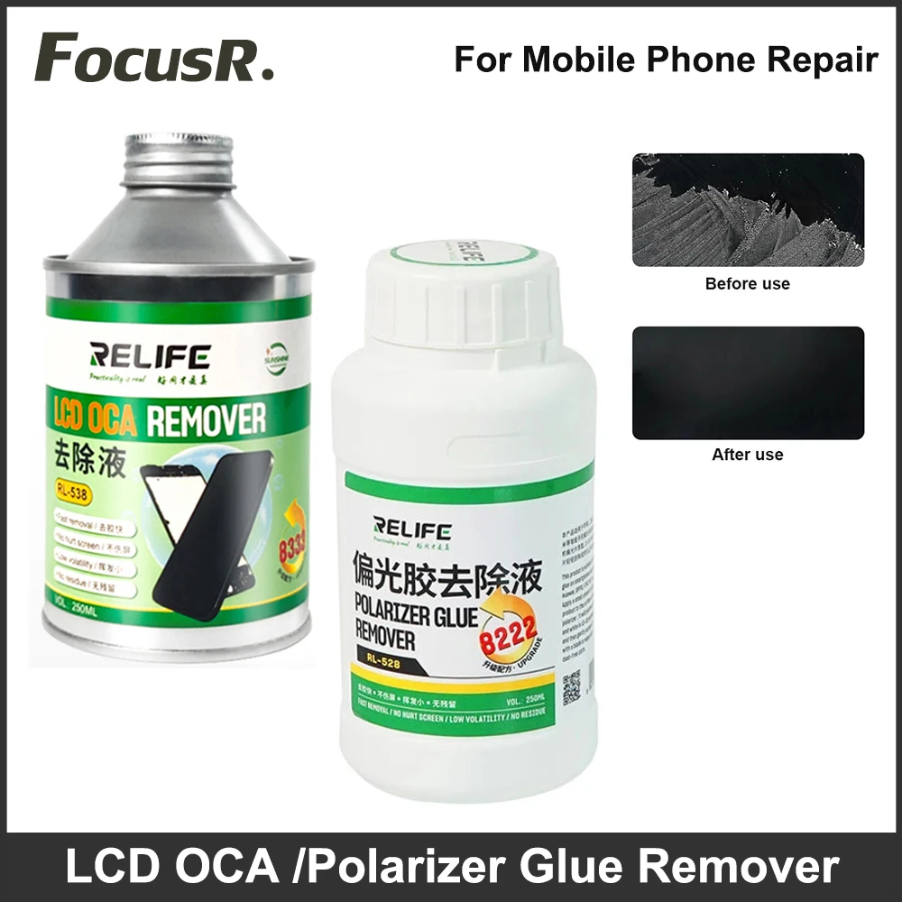 RELIFE RL-538 8222 8333 250ml LCD OCA Remover Liquids For iPhone Sumsung Touch Screen Repair Glue Cleaning Polarizer Removing