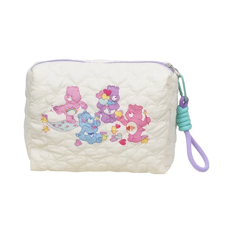 Borsa portaoggetti cosmetica di grande capacità con stampa orso arcobaleno genuino Carebear borsa con pochette carina per studentessa