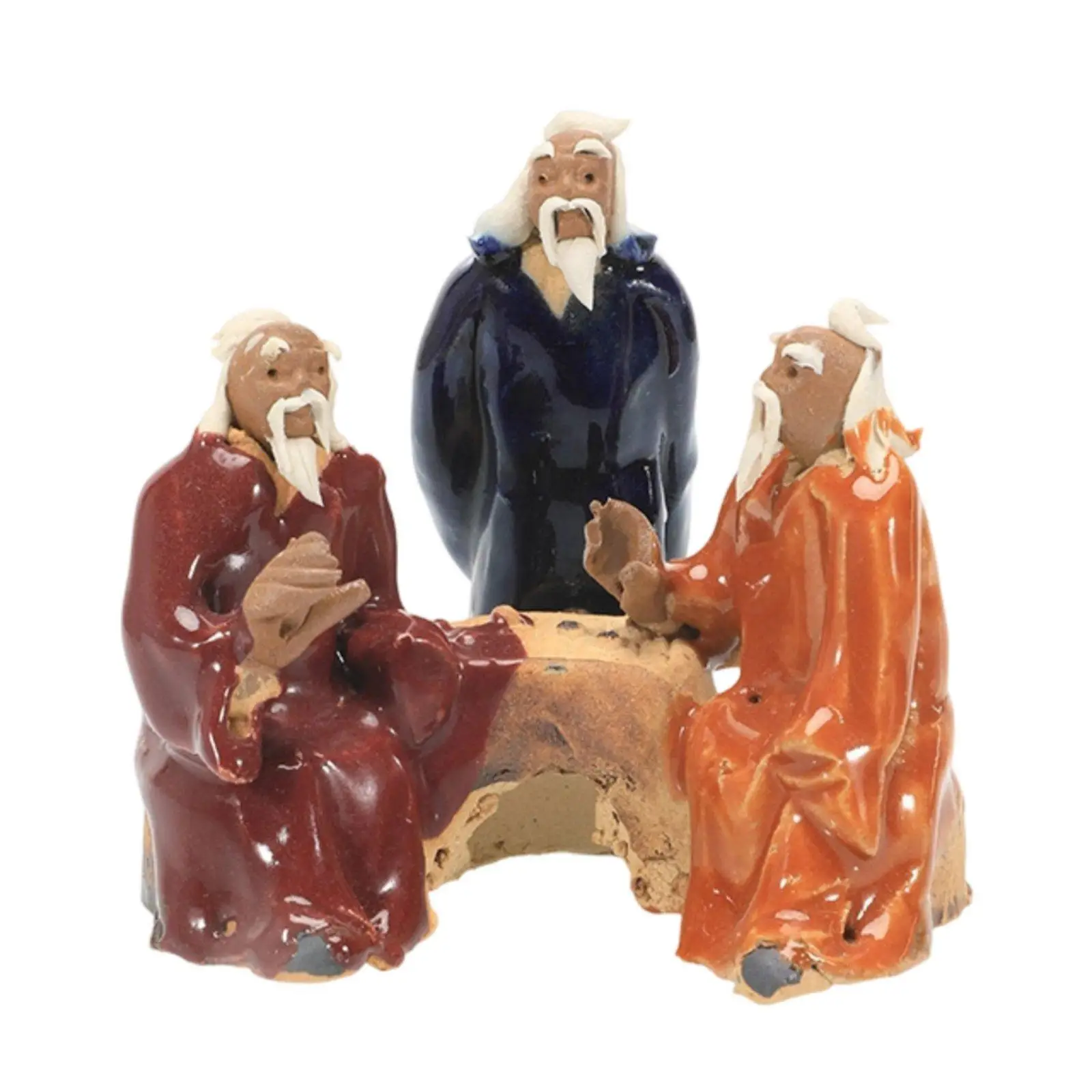 Miniature Chess Player Ornament Vintage Design Ceramic Old Men Statue Lifelike