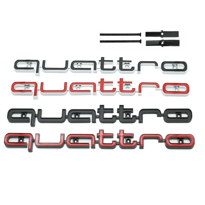 Audi Quattro Emblem 3D ABS Car Front Grille Emblem For A3 A4 A5 A6 A6L A7 A8 Q3 Q5 Q7 S3 S4 S5 RS3 RS4 RS6 Badge Accessories