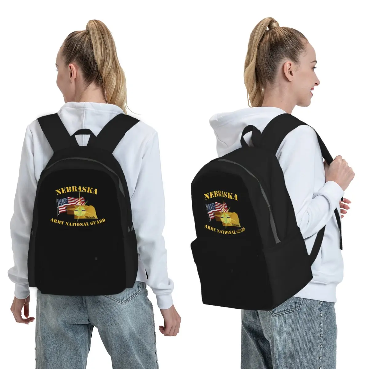 Mochila Nebraska Army National Guard Arny W Flag, mochila escolar para estudantes, bolsa escolar para crianças, bolsa de ombro para laptop, para homens e mulheres