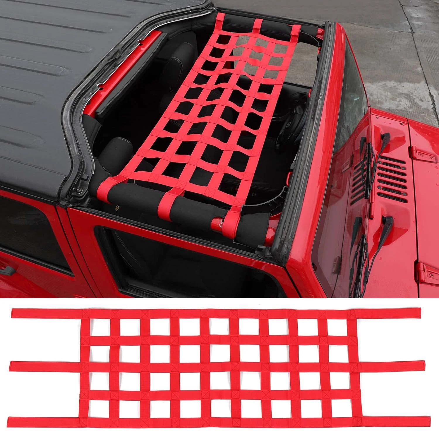 Auto Roof Mesh Cargo Net for Jeep Wrangler YJ TJ JK JL Gladiator JT 1987-2024 Hammock