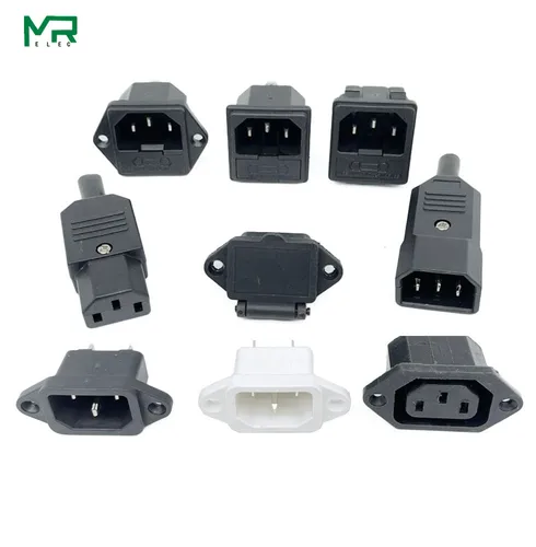 Conector de alimentación recargable, enchufe macho y hembra IEC 320 C13 negro, enchufe de 3 pines, 10A /250V