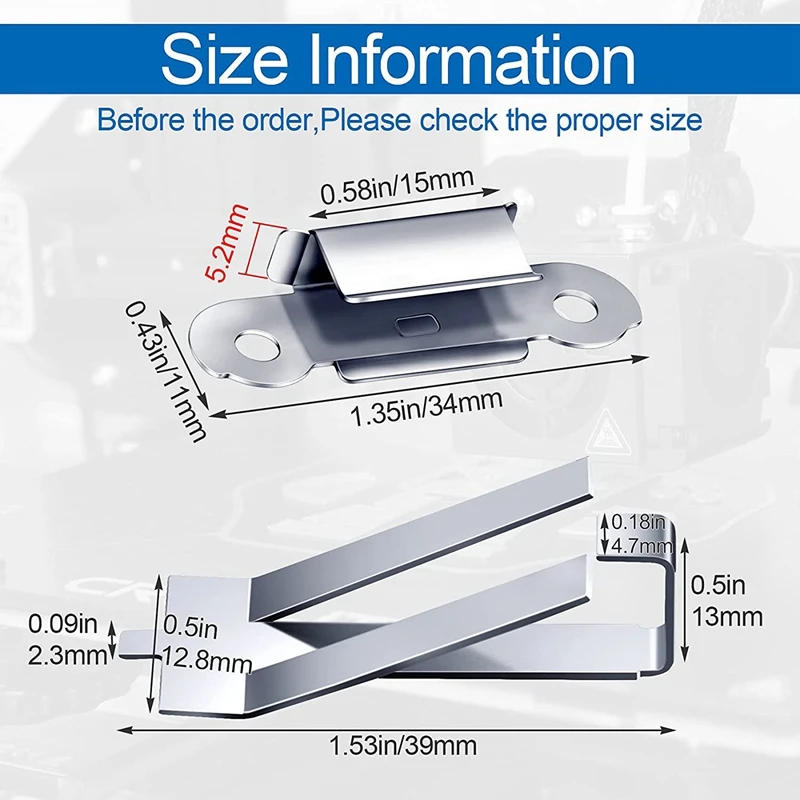 Clips de tour de ressort de lit en verre pour Creality Ender 3 Pro, Ender 3S,Ender 5 Pro,CR-20 PRO,CR-10S Pro 3D 12 pièces