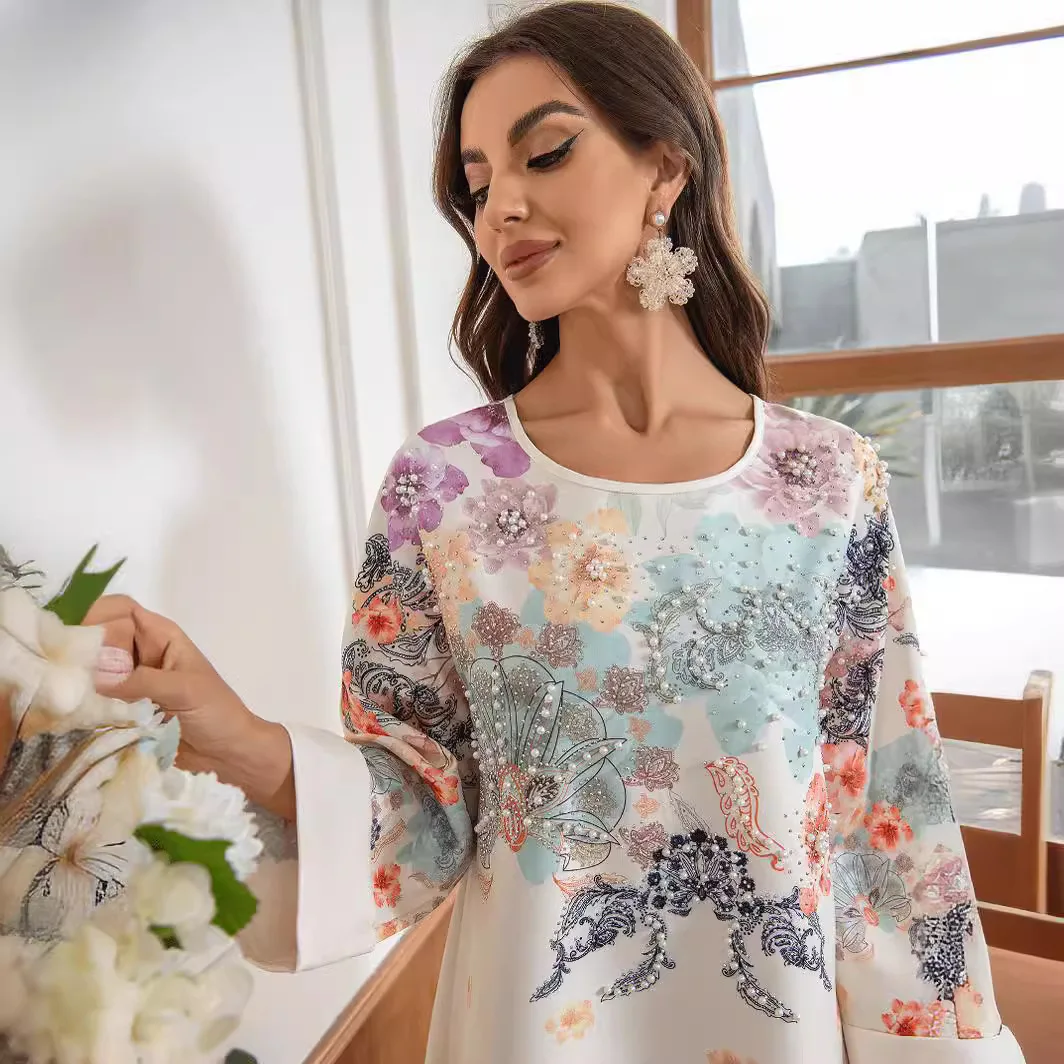 

Изысканная абайя с декором из страз, роскошная исламская вечерняя джалабия, вышитая, сезонная, полноразмерная абайя