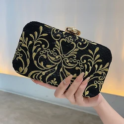 Elegant Embroidered Evening Bag, Classic Dinner Clutch Purse, Women's Formal Banquet Bag For Wedding Party Prom Cocktail