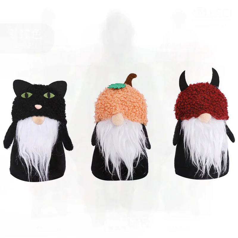 

Halloween Decorations Cute Ghost Pumpkin Faceless Old Man Doll Party Supplies Cross-border in Stock Red Orange-Red Black Fabric