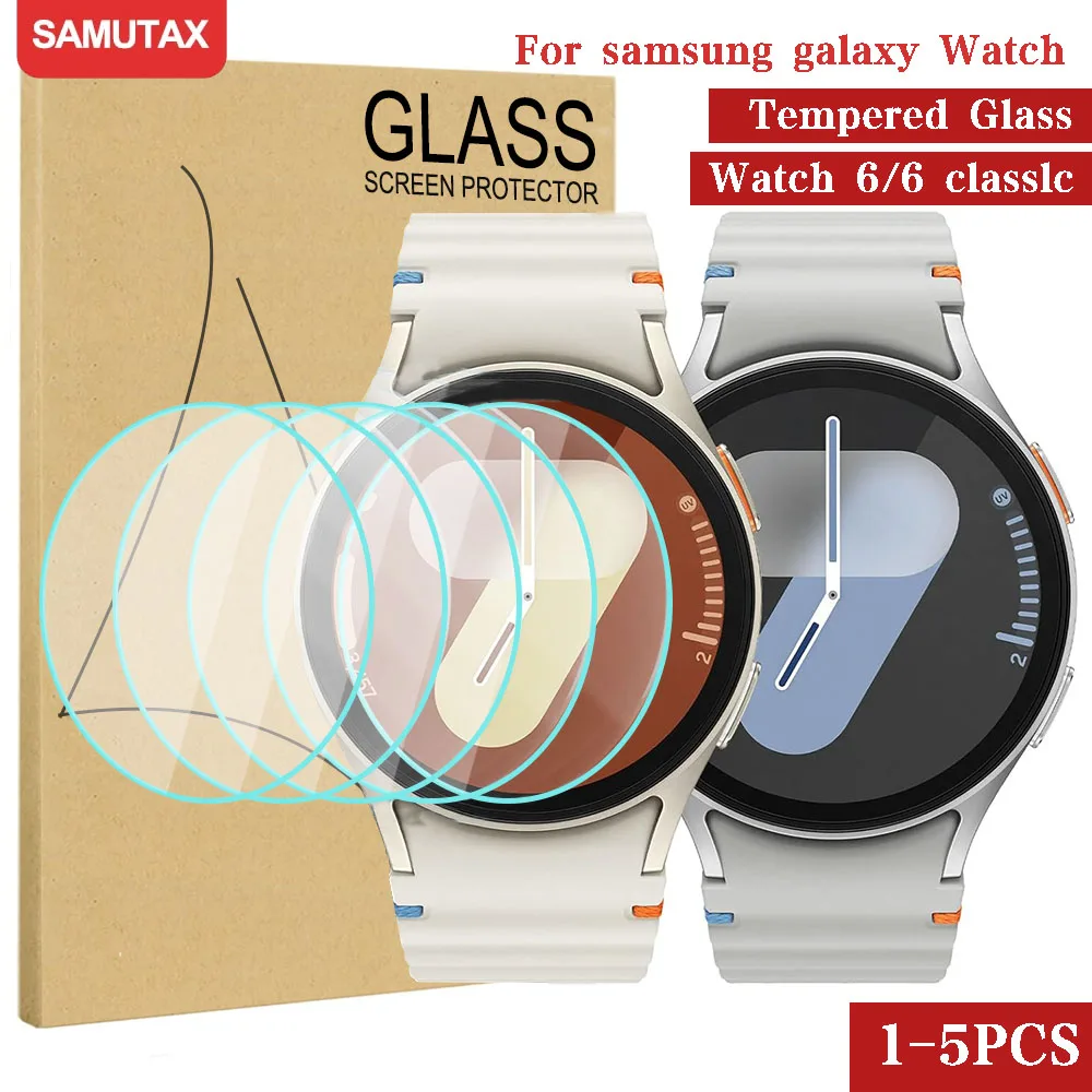 Gehärtetes Glas für Samsung Galaxy Watch 6/6 Klasse 44/40/43/47 mm HD-Displayschutzfolie, kratzfest, HD-Klarfolie, 1–5 Stück