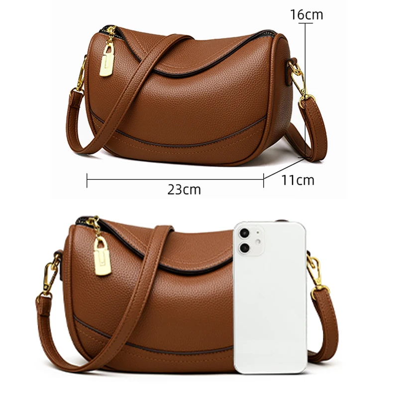 2024 New Fashion Retro Dumpling Bag High Quality Soft Leather Women\'s Shoulder Bags Trendy Designer Girl Messenger Bolsas Wallet