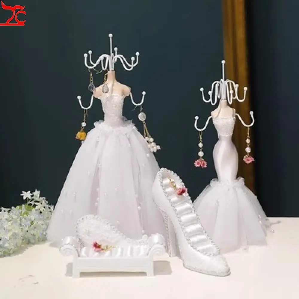 Black Jewelry Rack Household Creative White Wedding Dress Model Necklace Rack Red Earring Rack Wedding Window Display Gift