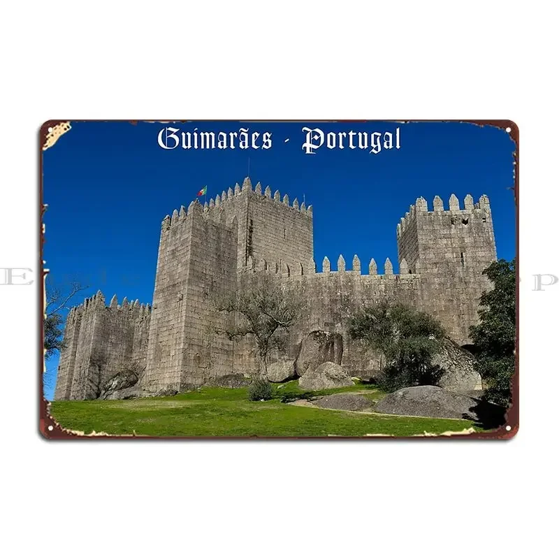 Guimaraes Castle Postcard Metal Plaque Poster Garage Wall Decor Wall Cave Living Room Design Tin Sign Poster