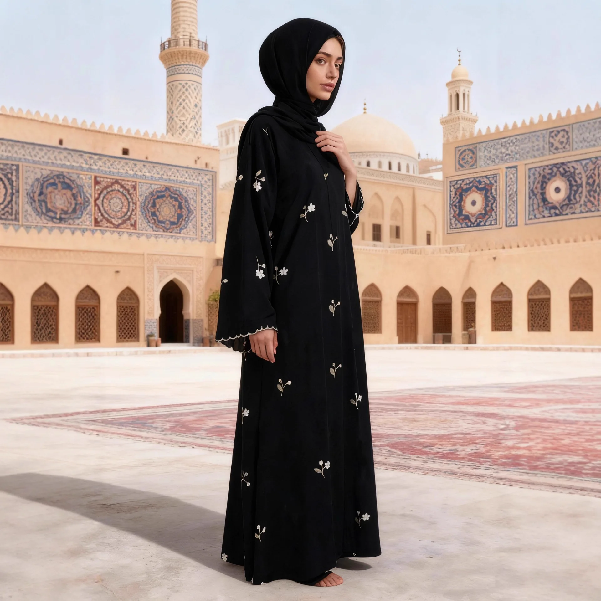 

Print Abaya Women Long Robe Middle East Muslim Fashion Abayas Gown Ankle Length Vestidos Embroidery Loose Gorgeous Party Style