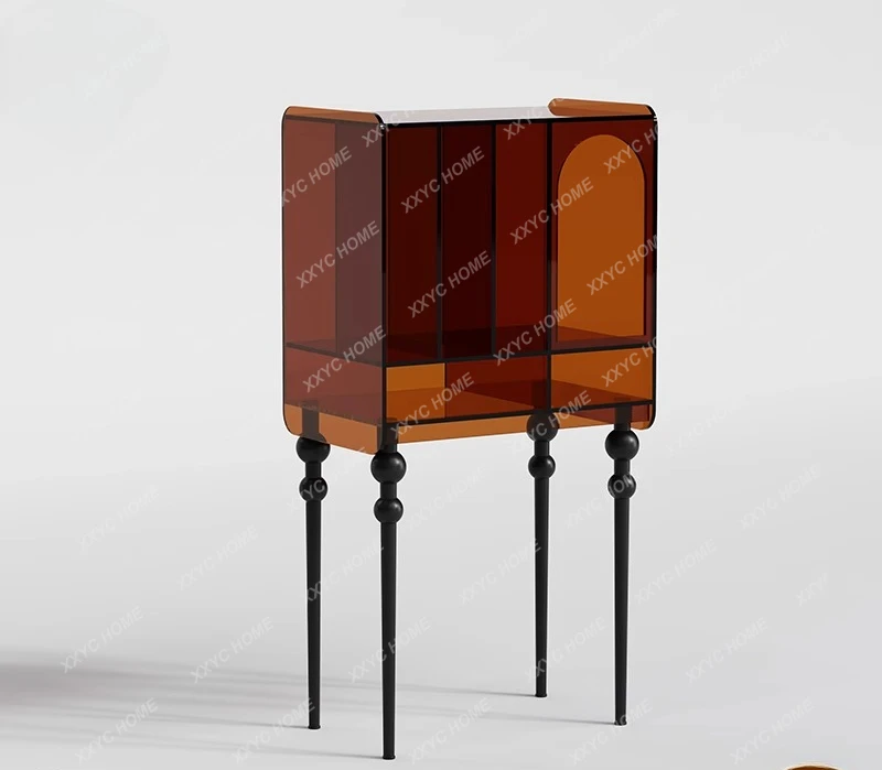 HHHHLight خزانة مجلة أكريليك فاخرة خزانة الكتب غرفة المعيشة أريكة خزانة جانبية