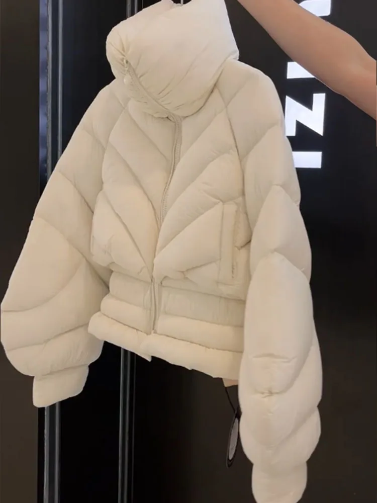 Sli ort Piumino bianco Jaet da donna Inverno 2025 Nuovo cappotto con colletto alla coreana che impinge la vita di piccole dimensioni Ele Commute Sle