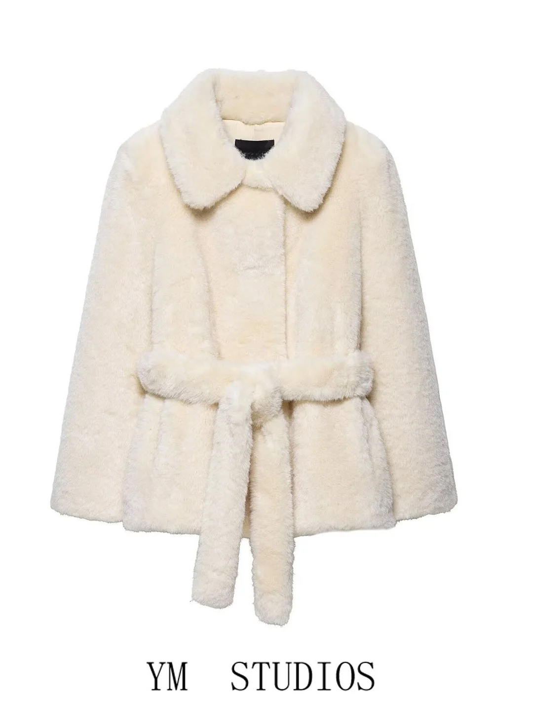 

Женское пальто из искусственного меха, зимняя теплая верхняя одежда с поясом, Sli Long Sve, модное пальто с откидным воротником, закрывающее талию