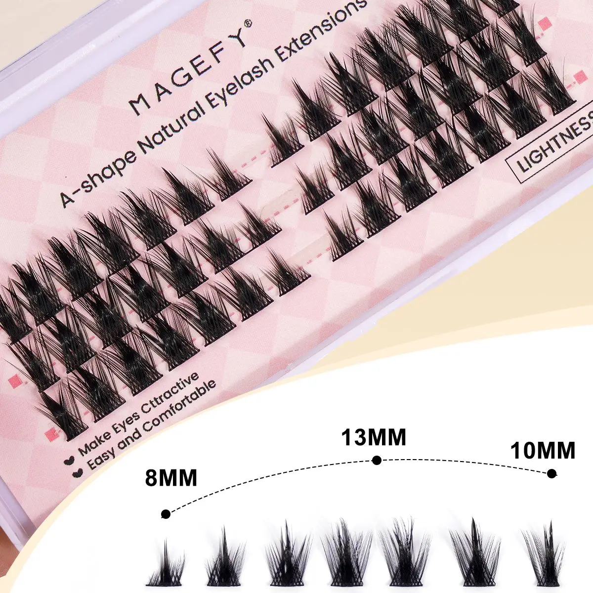 MAGEFY 84 Cluster Fox Eyelashes Boxed with Tweezers Cute Dense 8-10mm Lash Extension Cat Eye Lashes Essential for Traveling