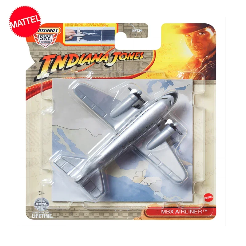 Orijinal Mattel Matchbox araba gökyüzü Busters 1/64 Indiana Jones MBX Airliner Model araç oyuncaklar Boys koleksiyonu için doğum günü hediyesi