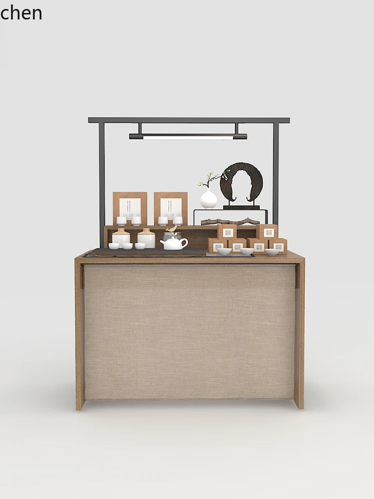 Wall-Mounted Centerpiece Display Stand Tea Set Display Side Table with Light Sample Display Props