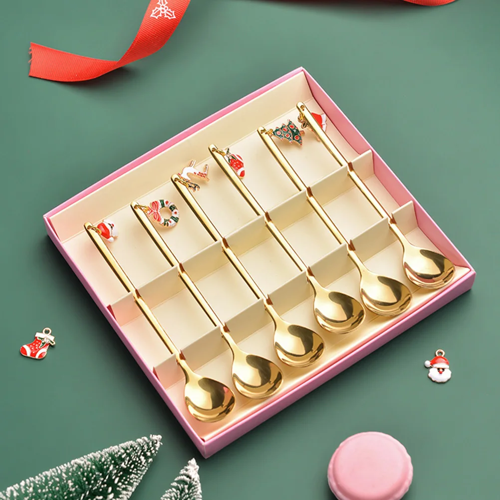 

1Set Exquisite Christmas Element Spoons Forks Set Wear Resistant Corrosion Resistant Multi Functional Table Decor