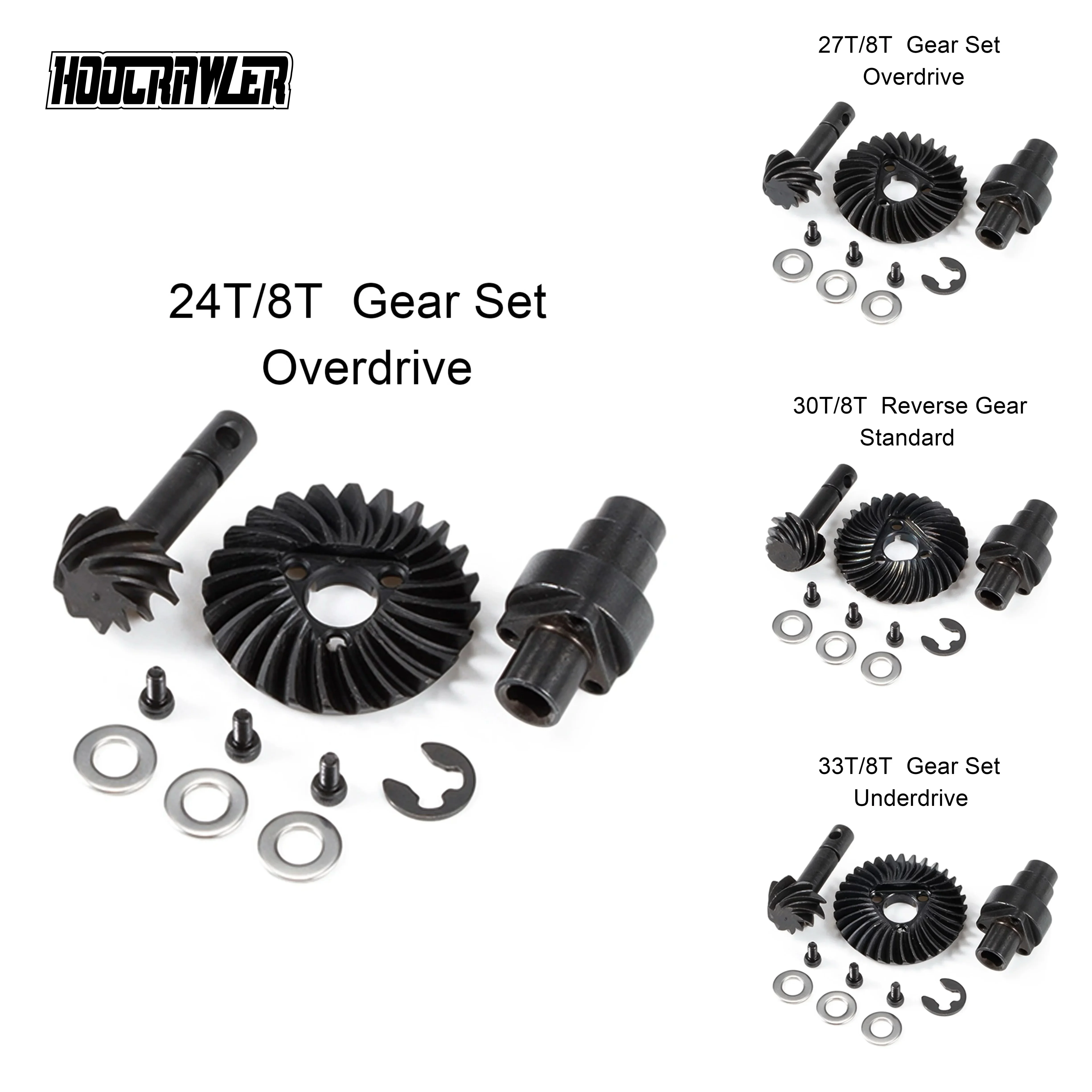 Conjunto de Engrenagens Helicoidais Cônicas Overdrive Underdrive 24/8T 27/8T 30/8T 33/8T para Axial SCX10 Pro SCX10 II AR44 SCX10 III AR45 Capra F9
